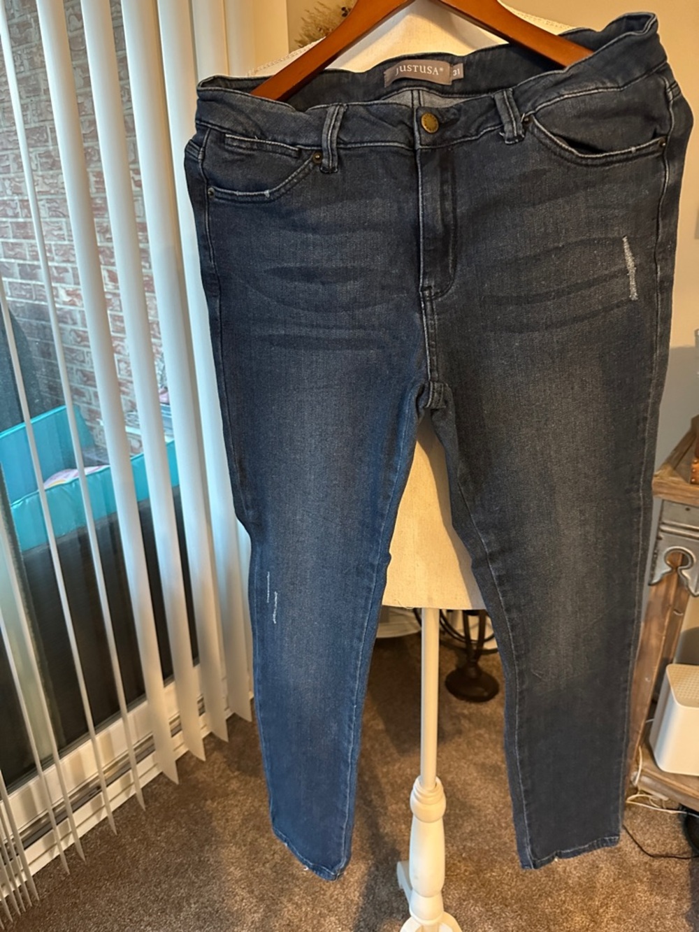 Just USA Women's Indigo Skinny Jeans with Faded Detail